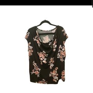Lane Bryant Navy And Pink Floral Draped Sleeveless Boho Chic Blouse Sz 18/20